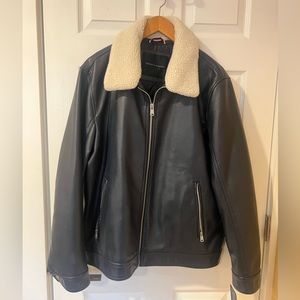 Tommy Hilfiger Large Men's Faux Leather Jacket, Dark Navy Blue